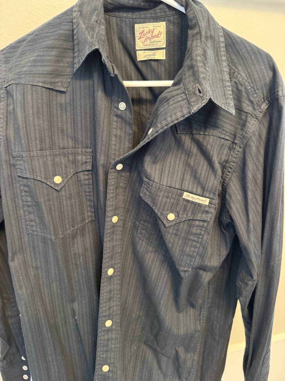 Lucky Brand Black Textured Button-Up Shirt